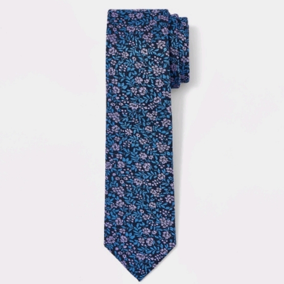 Men's Floral Print Neck Tie - Goodfellow & Co' Navy Blue One Size - Picture 1 of 11